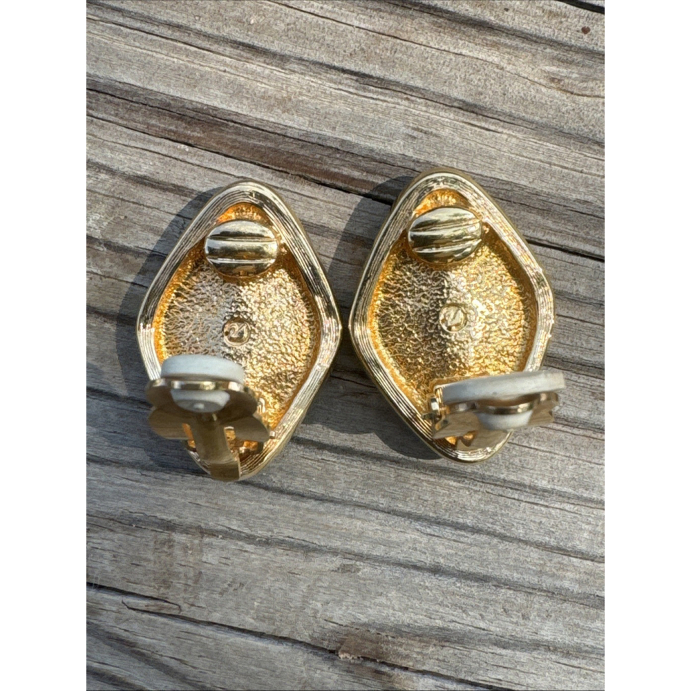 Swarovski Crystal Gold Earrings Clip Large Marquise Shape With Pave *NEW* - Picture 5 of 10